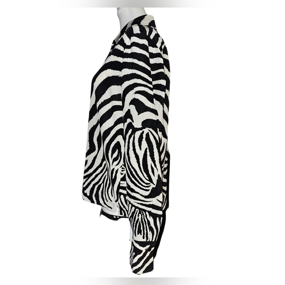 Laurèl by Escada Womens Silk Zebra Animal Print Button Blouse Top Shirt Sz 34/S - Picture 4 of 14